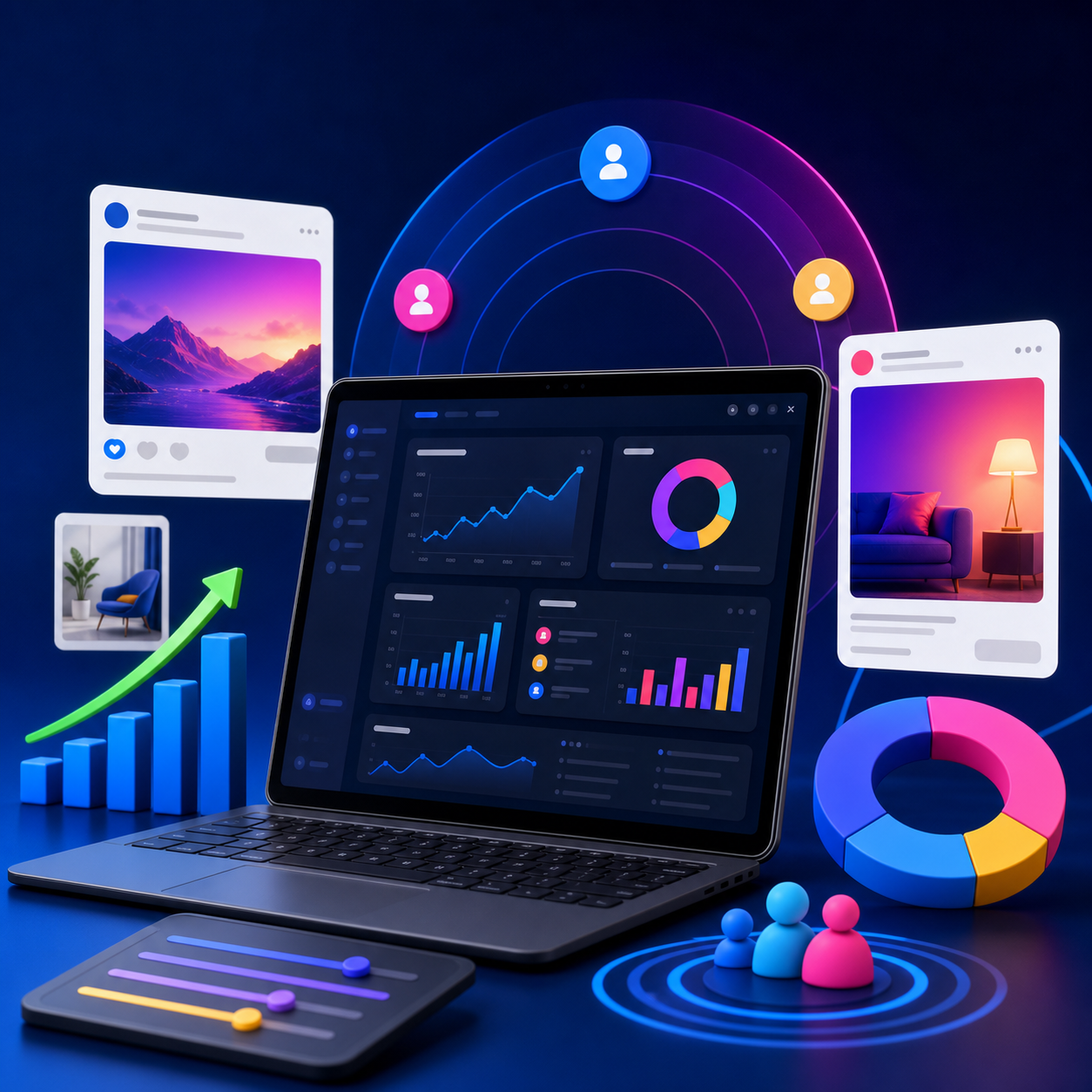 Modern campaign analytics visual for Facebook and Instagram marketing